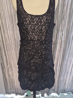Heart Soul Black Lace Tank Mini Dress